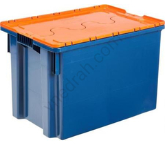 Ящик (лоток) универсальный из ПНД с крышкой 600х400х400 мм синий/оранжевый - фото 21