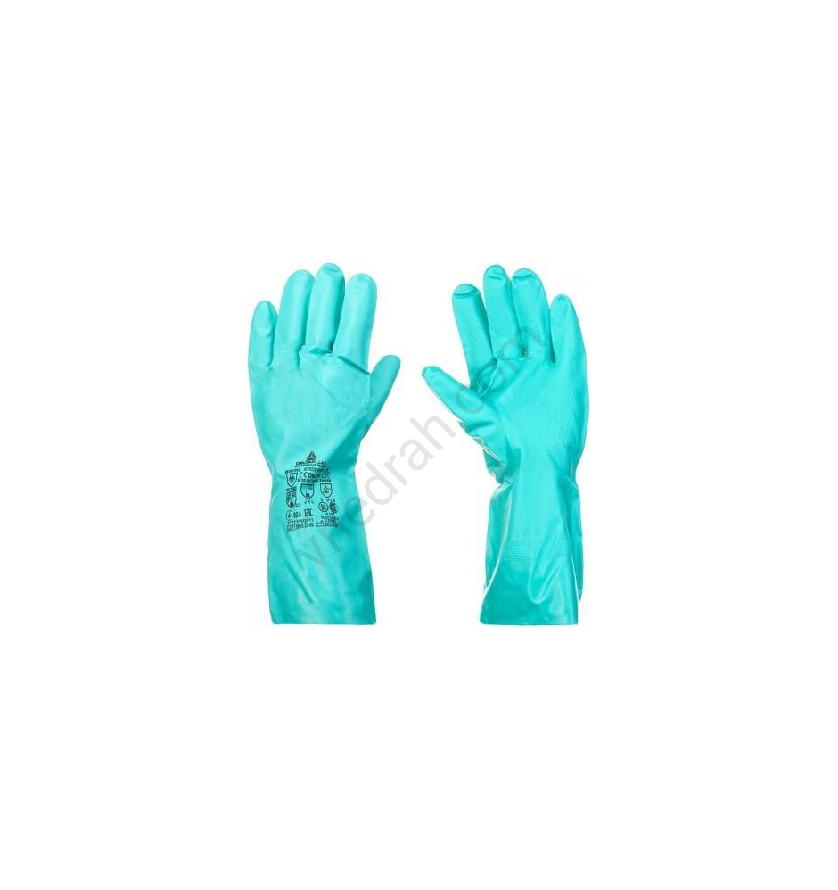 Перчатки для защиты от воздействия химикатов Delta Plus (VE801VE09) нитриловое покрытие влагонепроницаемые 9 (L) зеленые - фото 21